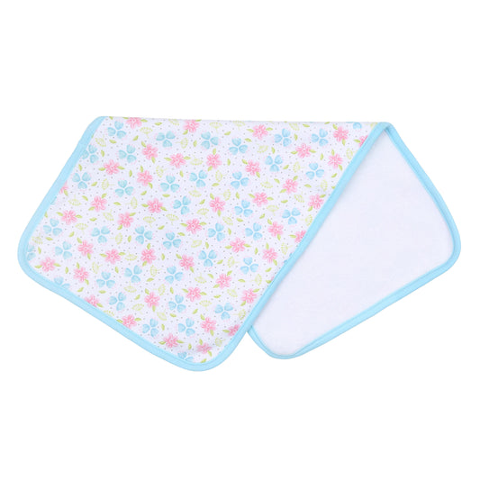 Natalie's Classics Sky Blue Printed Pima Cotton Burp Cloth