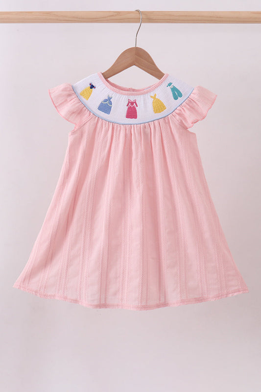 Pink princess smocked ruffle dress