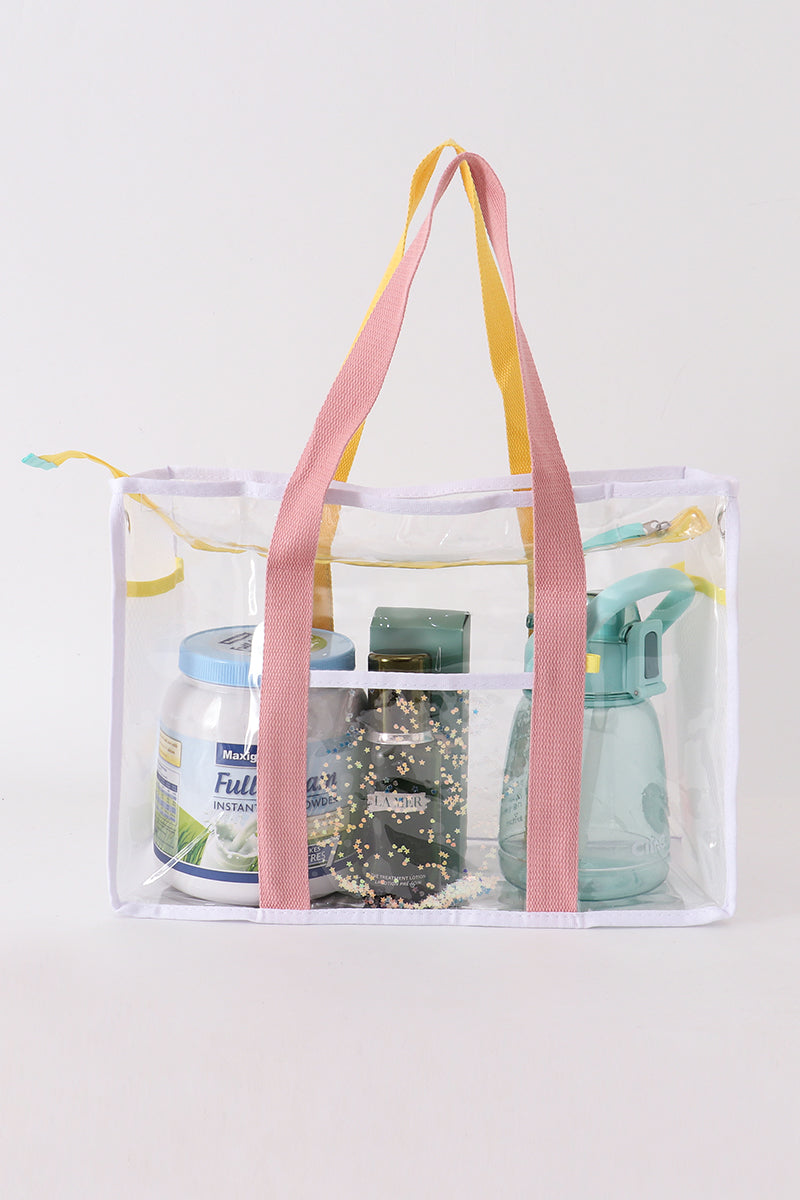 Pink clear waterproof beach travel bag