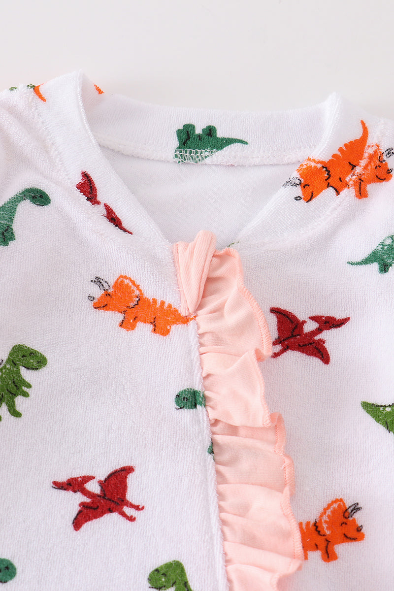 Dinosaur print baby girl sleepsuit