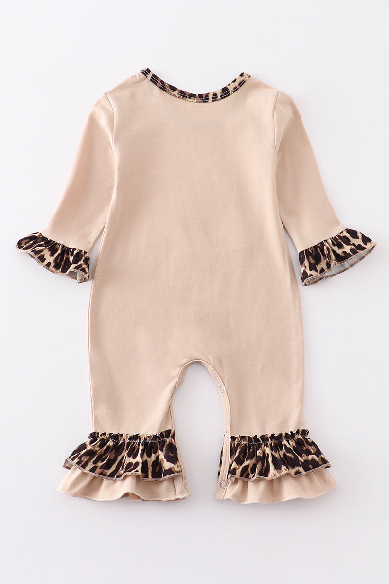 Leopard christmas tree ruffle girl romper