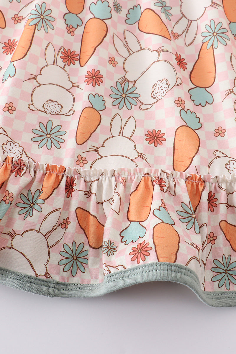 bunny carrot print smocked dress