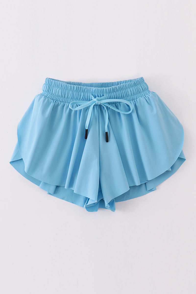 Blue girl's flowy sports shorts