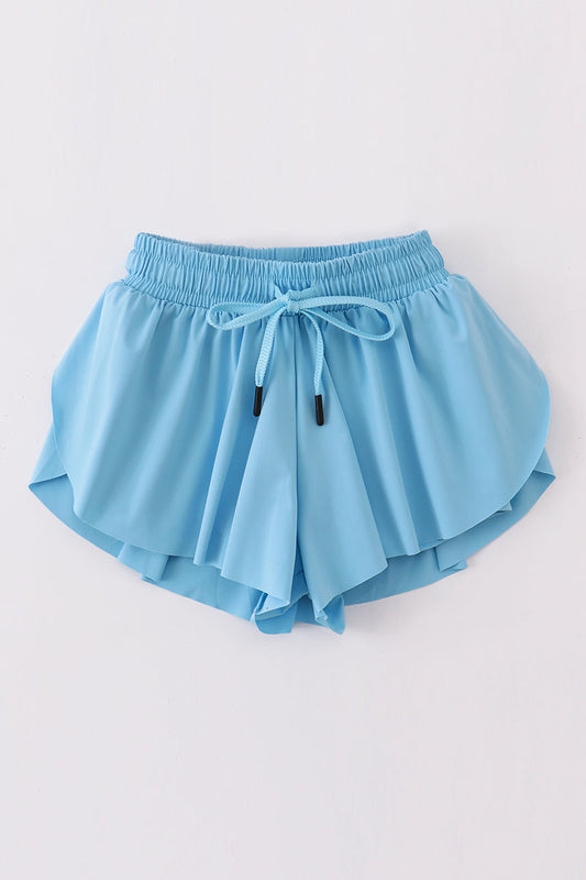 Blue girl's flowy sports shorts