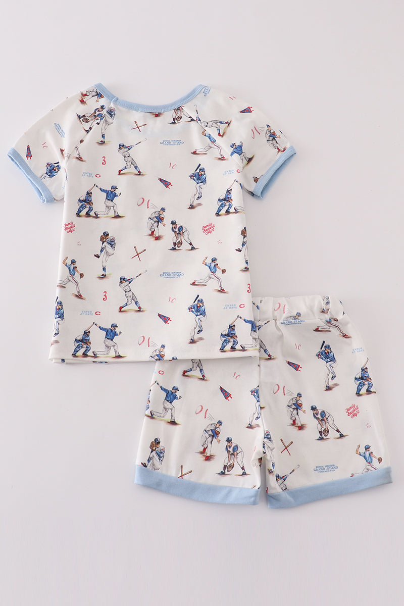 Baseball print boy pajamas set