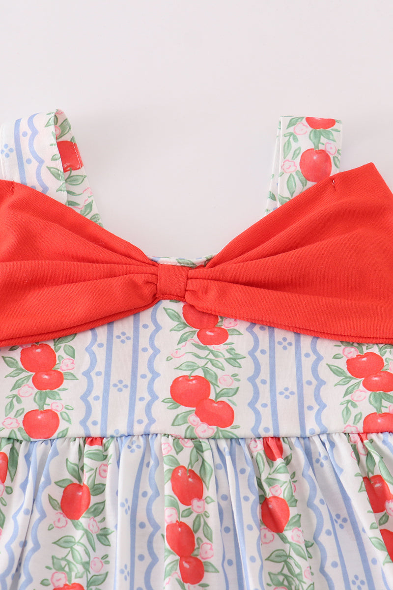 Apple print bow dress