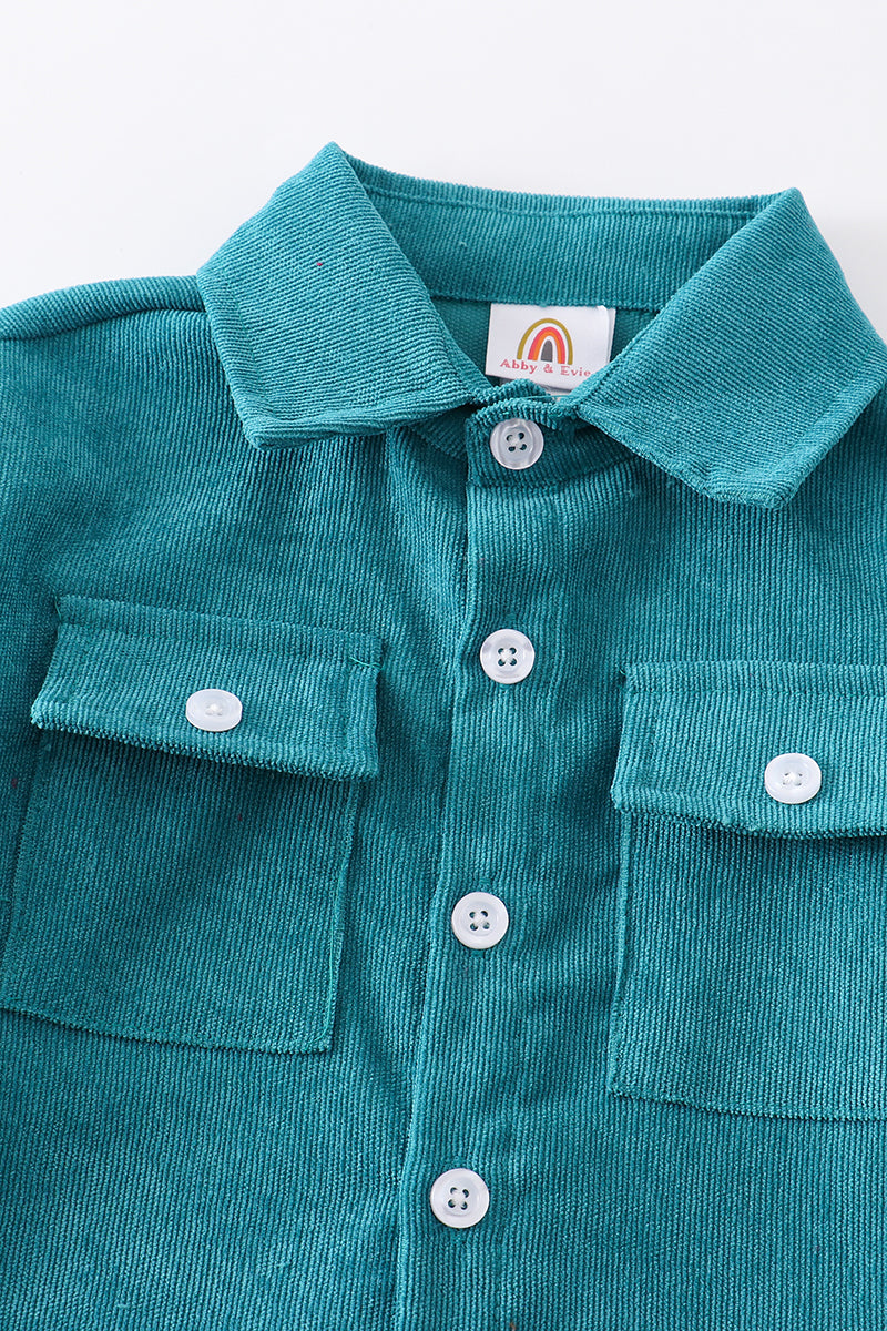 Teal corduroy button down shirt