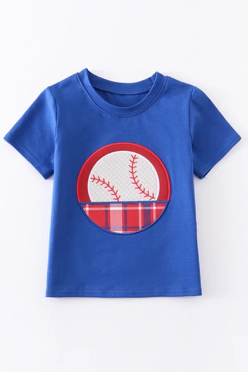 Blue Baseball Appliqué Set