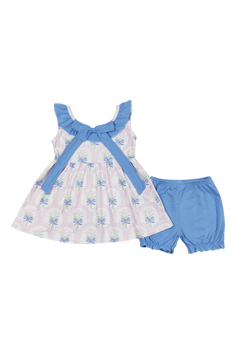 Floral print ruffle girl set