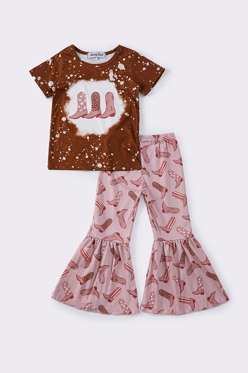 Brown & pink boots girl set