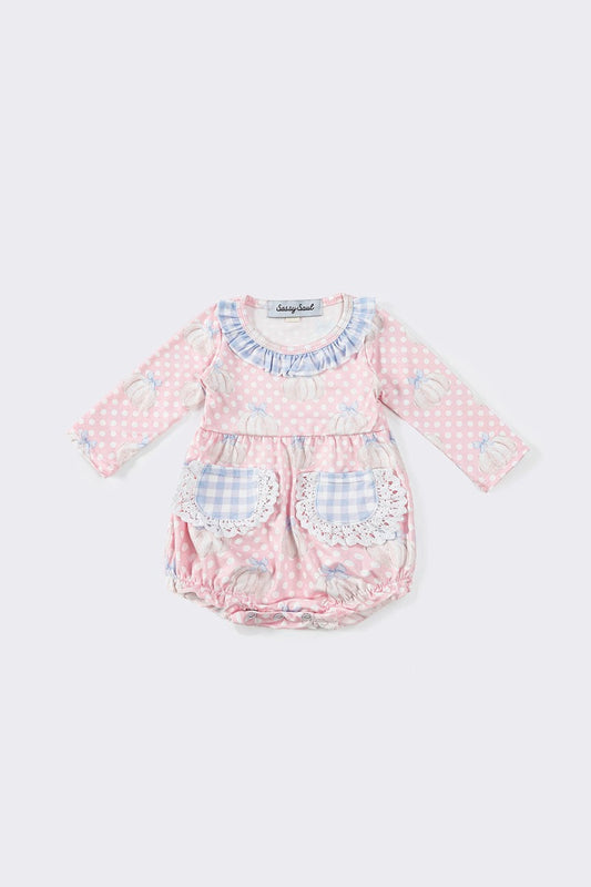 Pink pumpkin plaid ruffle bubble