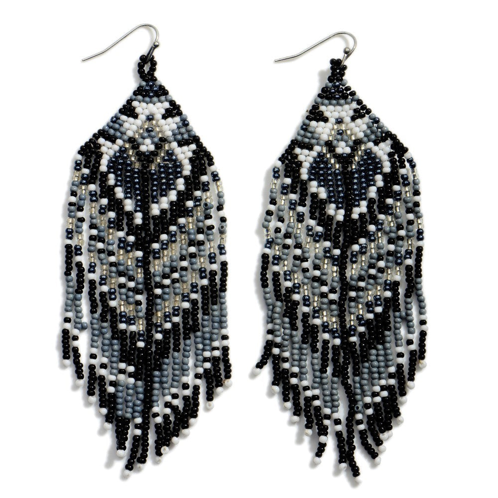 Long Beaded Drop Earrings Featuring Tassel Accents - OBX Prep