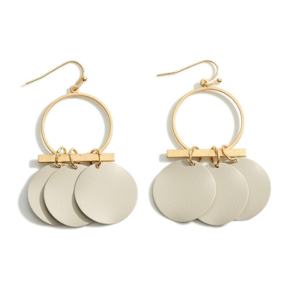 Gold Toned Earrings Featuring Painted Metal Discs - OBX Prep