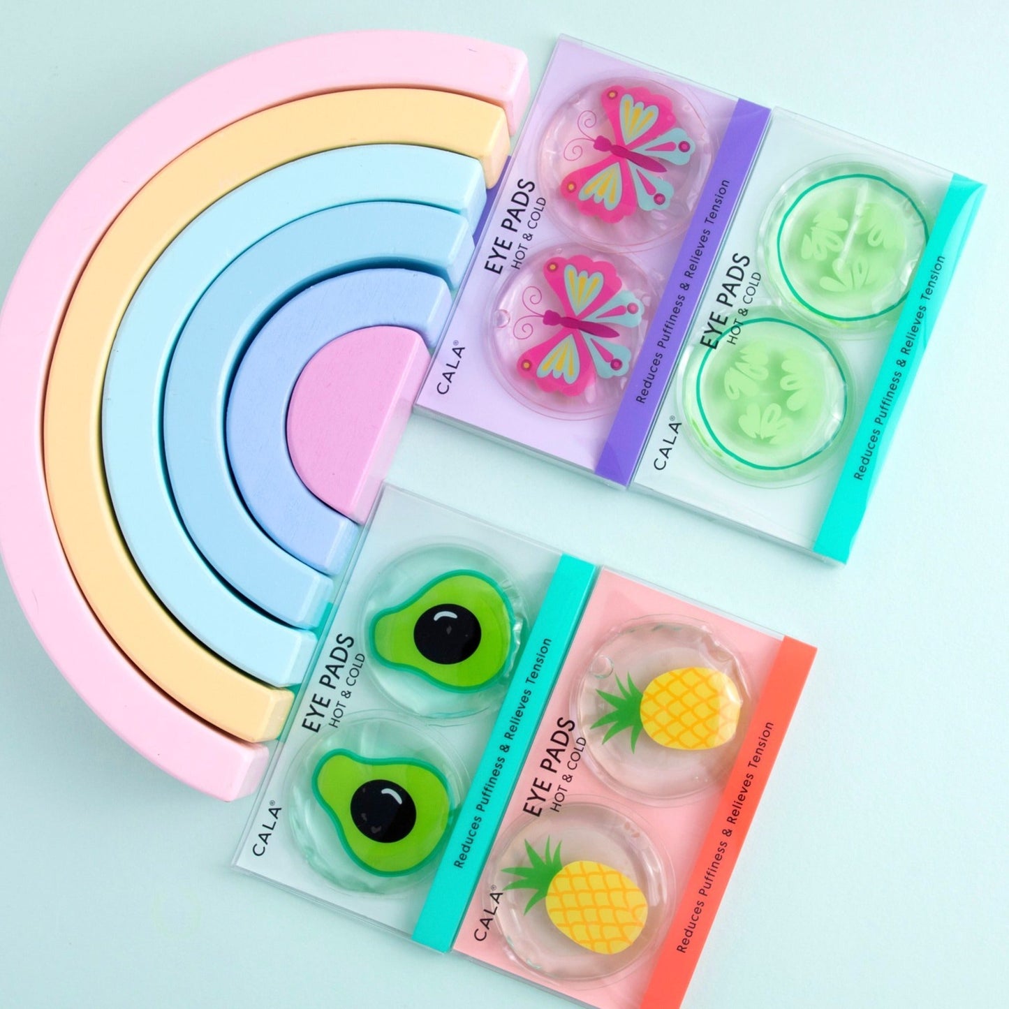 Spa Hot and Cold Eye Pads Variety of Styles- Cucumber, Flamingo, Rainbow - OBX Prep