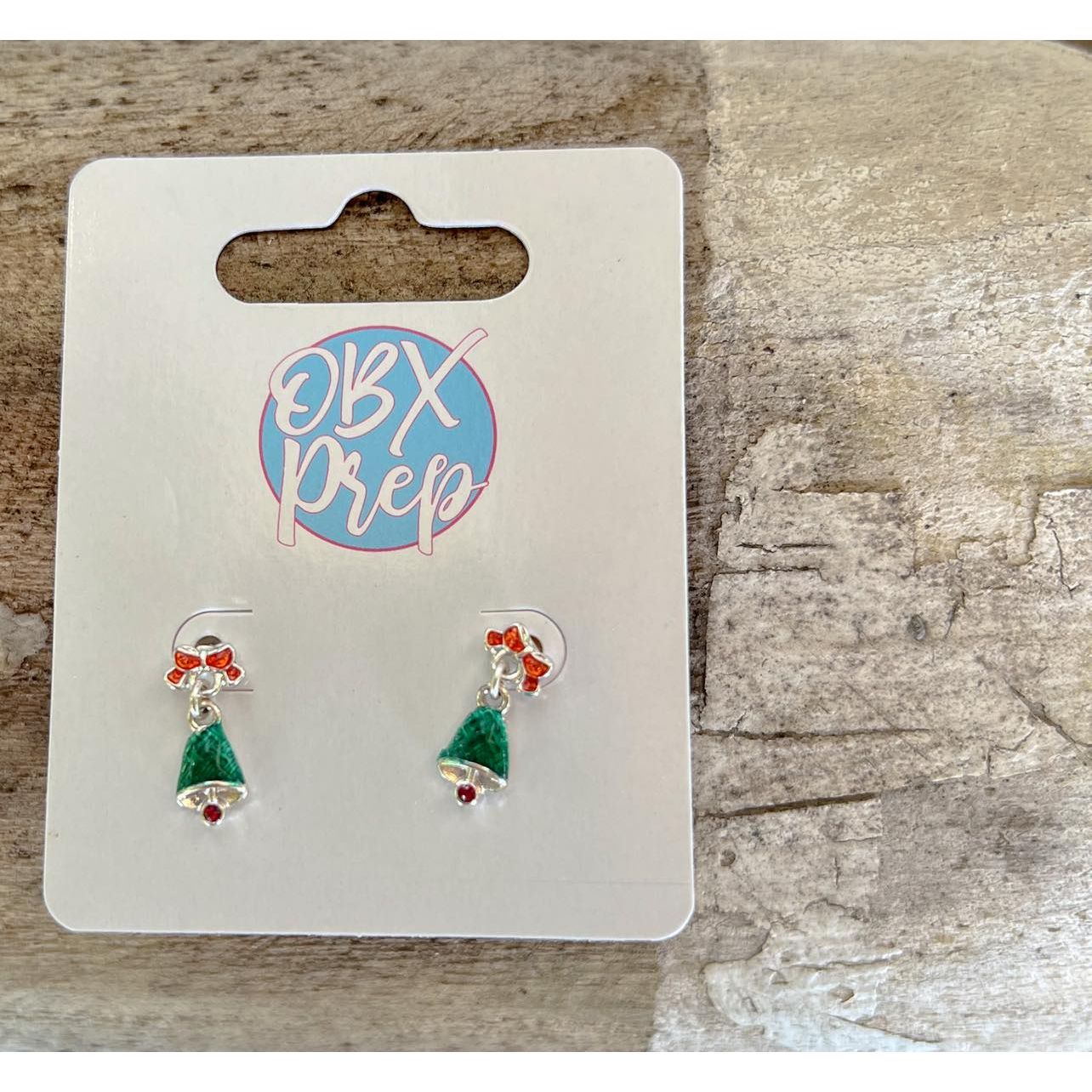 Christmas Enamel Stud Earrings - Christmas Bell, Snowman, Christmas Tree - OBX Prep