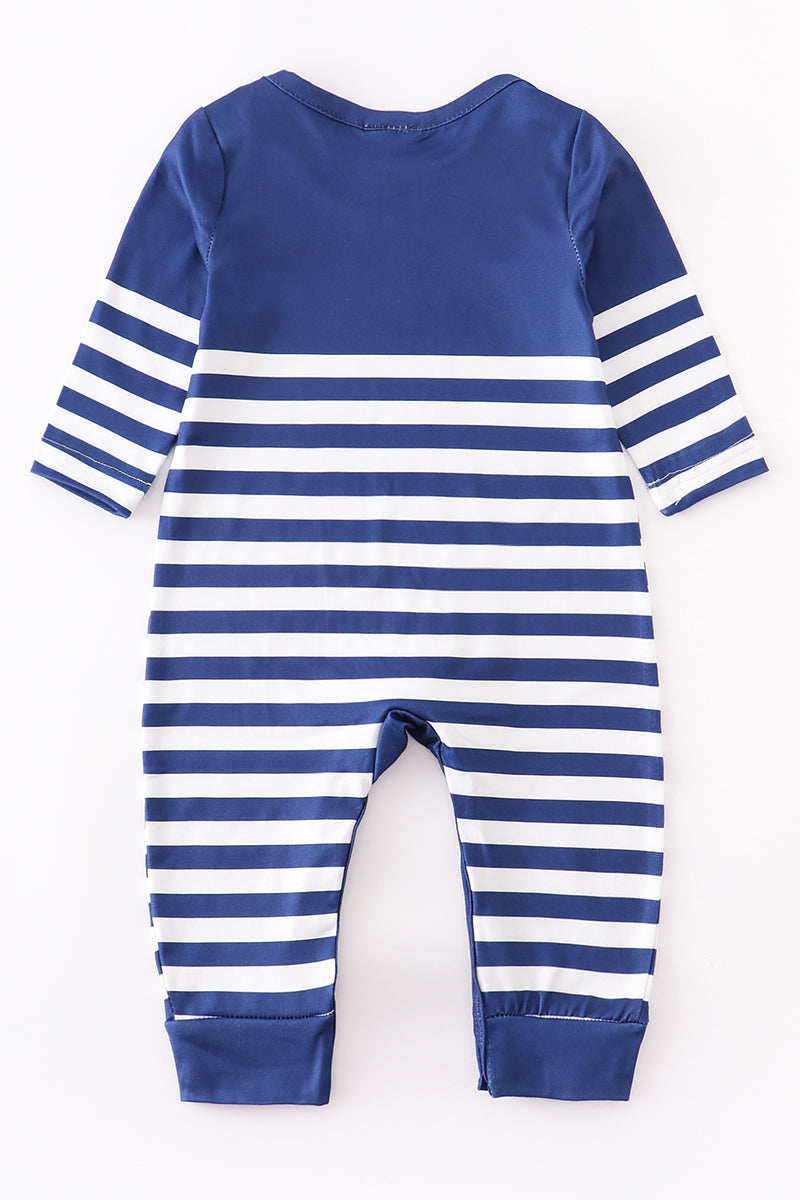 Stripe tractor baby romper