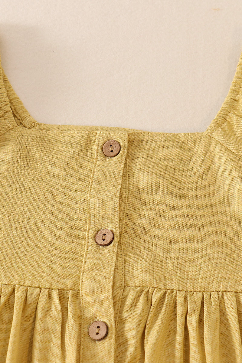 Lemon linen button dress