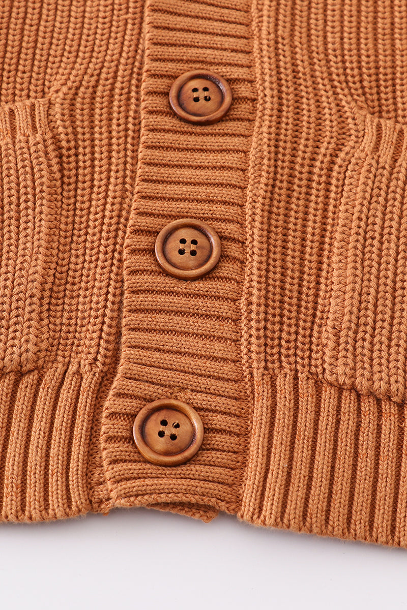 Khaki pocket cardigan sweater