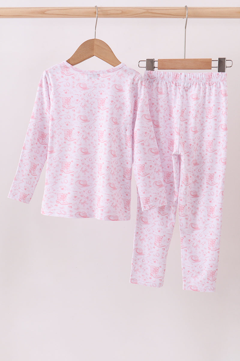 Premium pink boots bamboo pants set