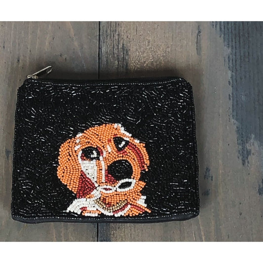 Golden Retriever Dog Mom Seed Beaded Coin Purse - OBX Prep