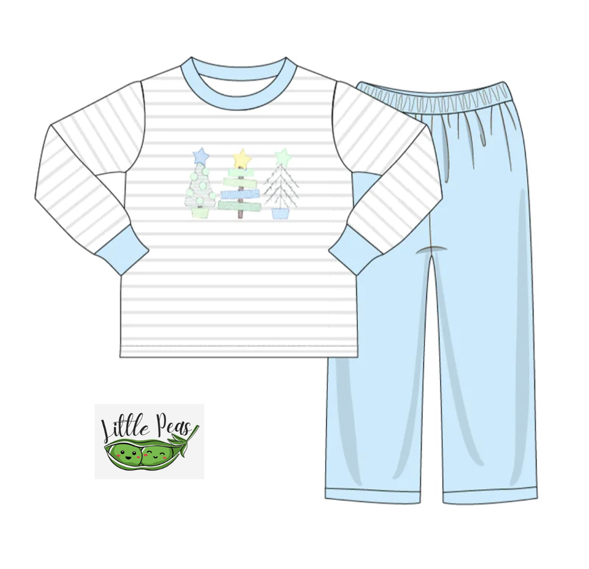 Christmas Tree Appliqué Boys Pant Set