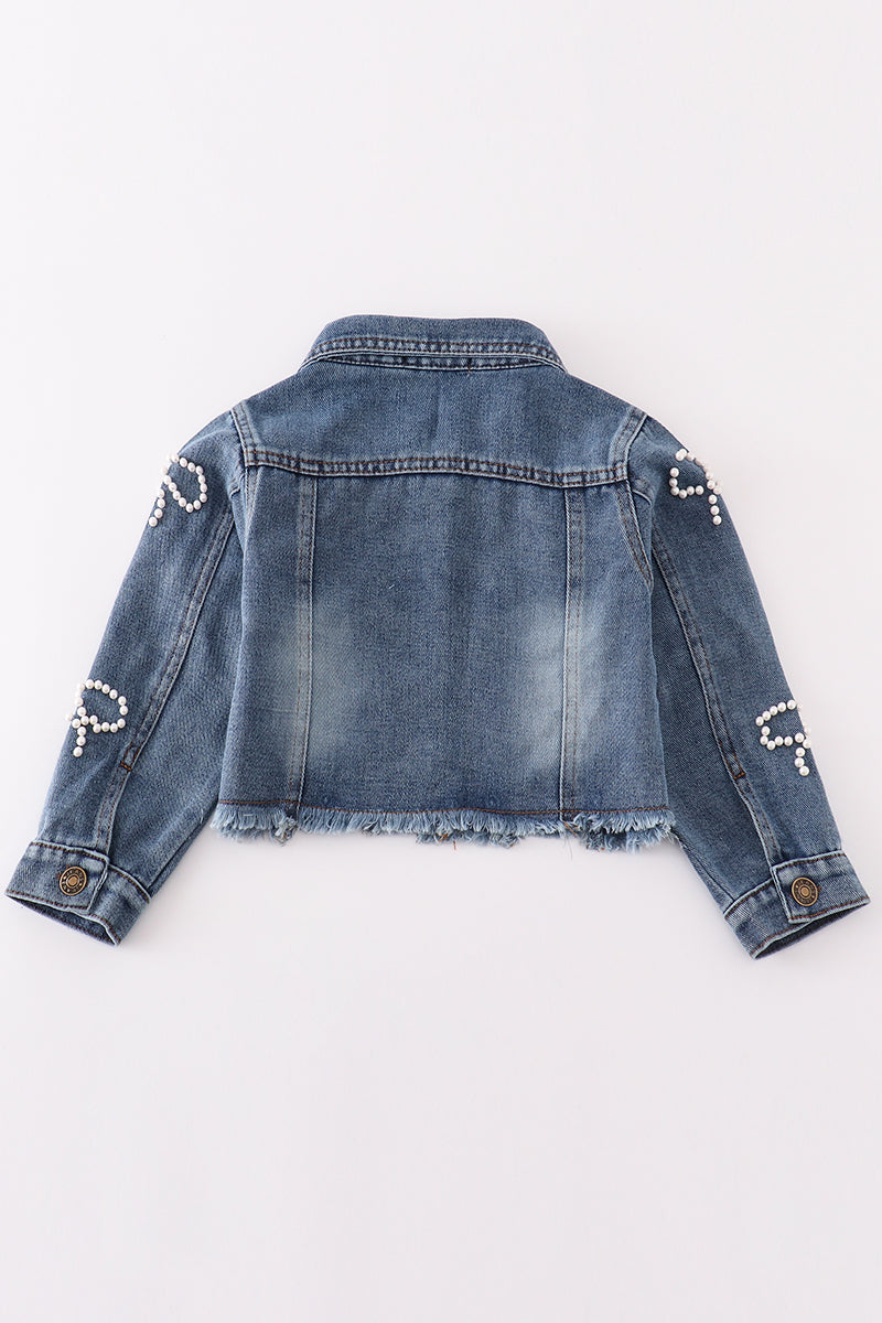 Grey pearl denim jacket