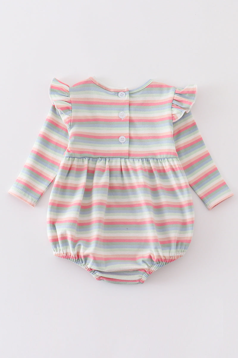 Premium Multicolored stripe ruffle girl romper