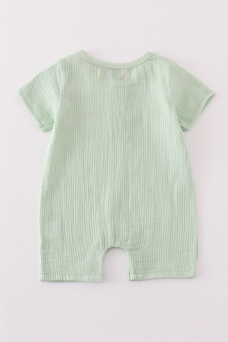 Premium Sage muslin stripe boy romper