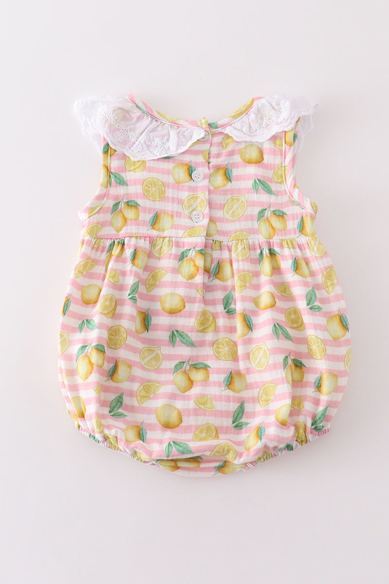 Premium Pink muslin stripe lemon bubble