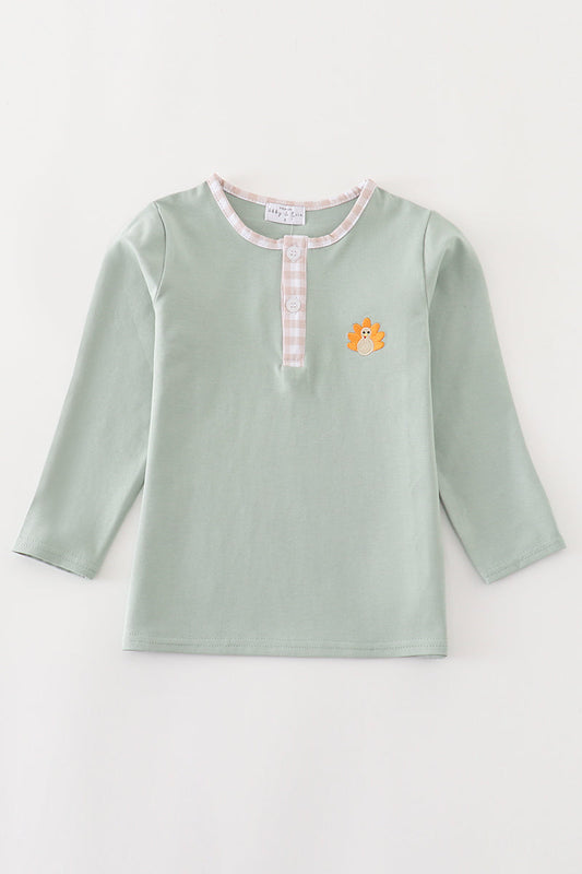 Premium Green turkey embroidery boy top