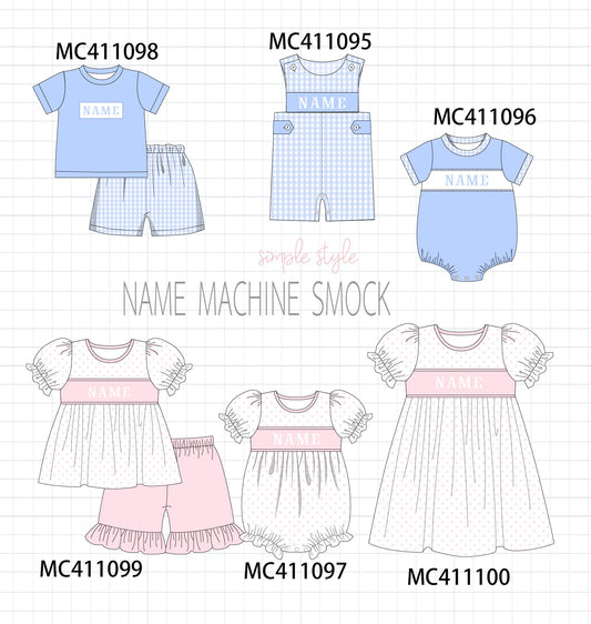 PO44 Blue&pink monogram embroidery smocked collection - Ships July