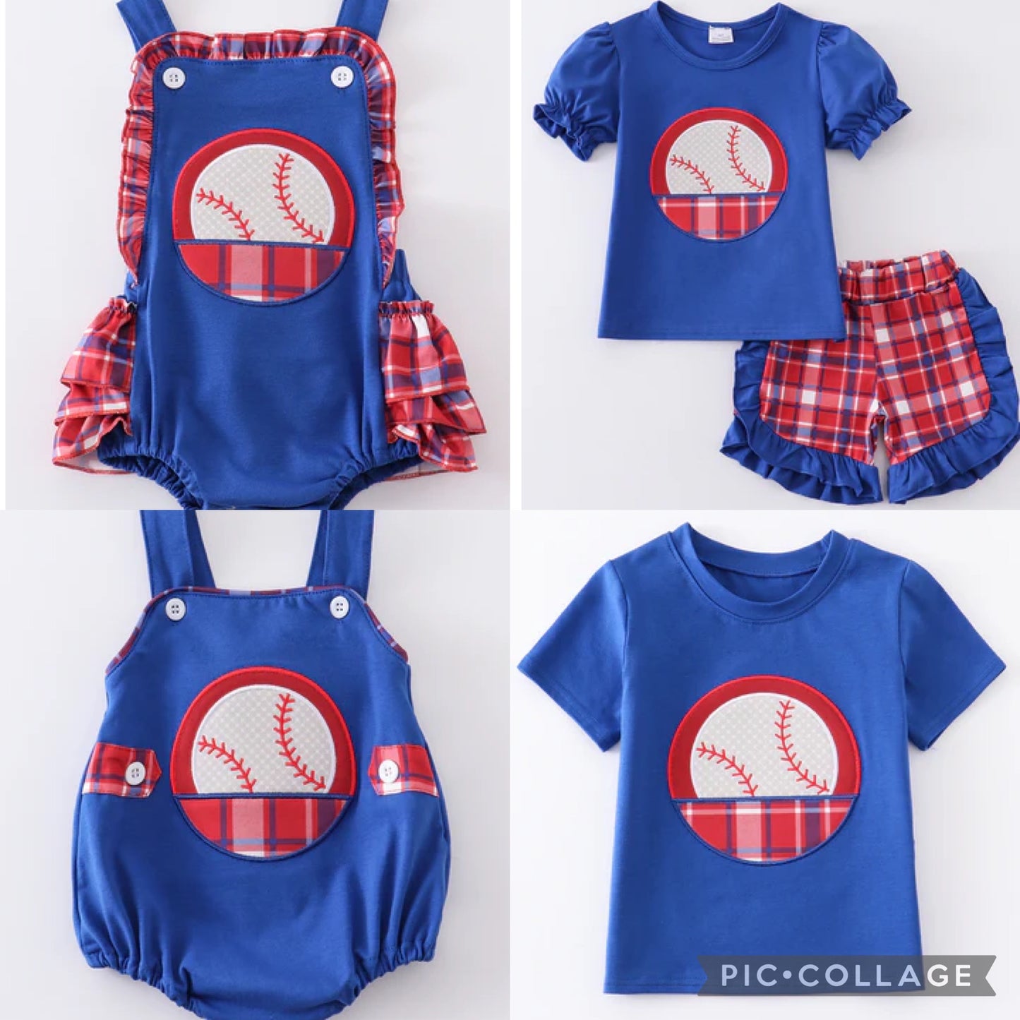 Blue Baseball Appliqué Set