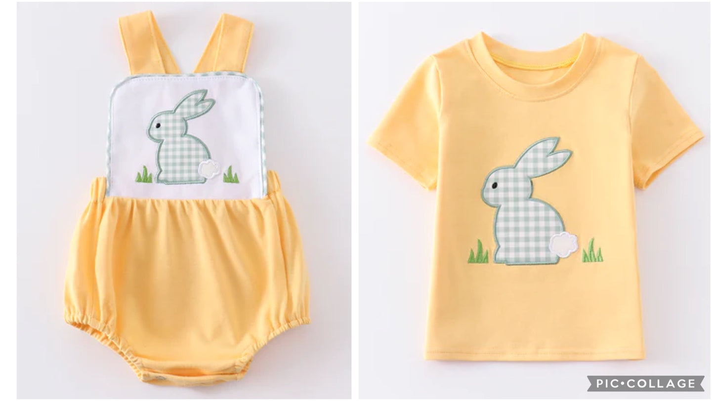 Yellow Easter Bunny Appliqué Set