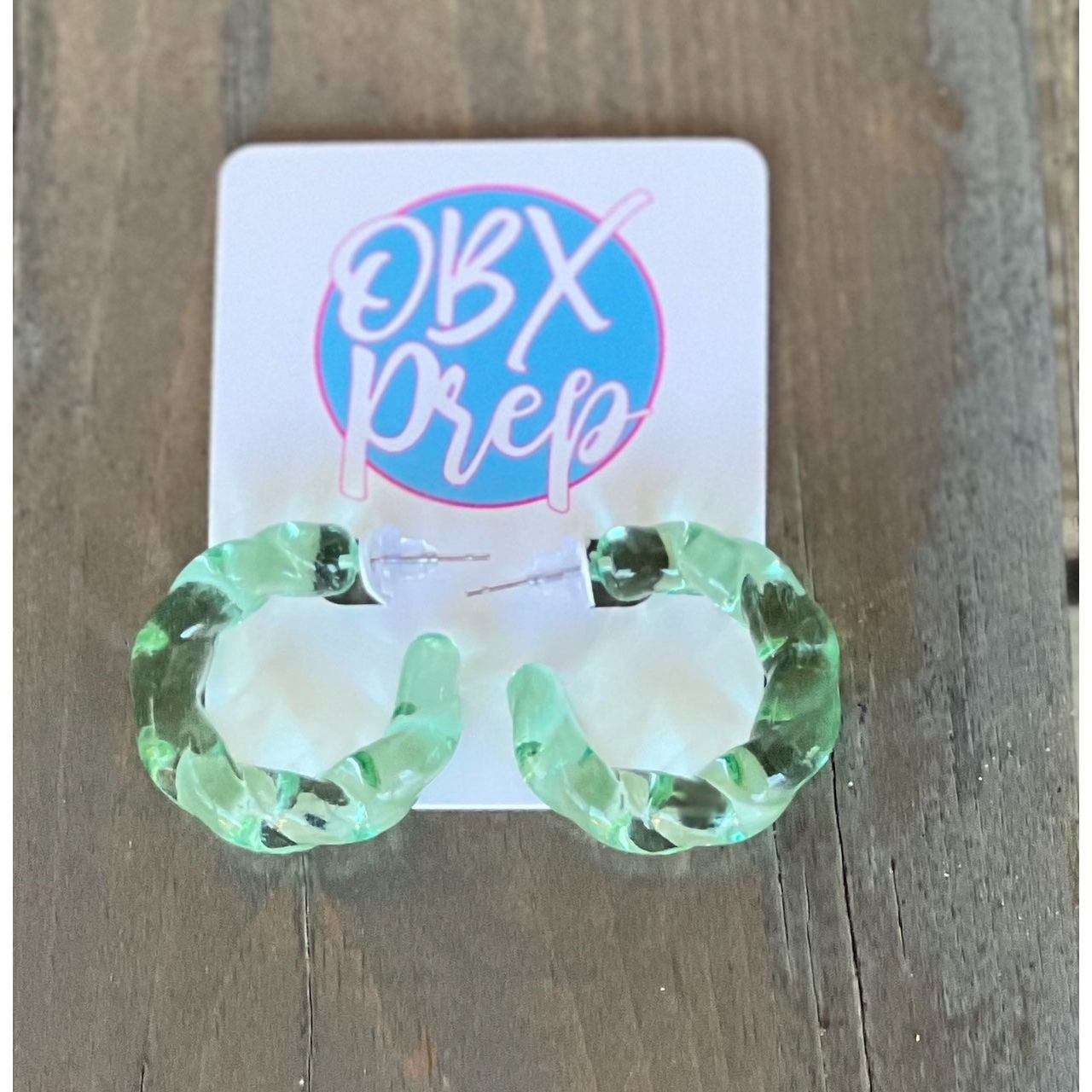 Spring Twist Color Resin Hoop Acrylic Earrings - OBX Prep