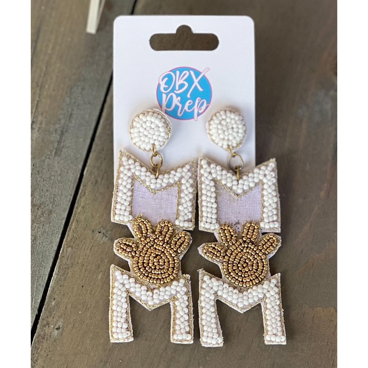 Dog Mom Paw Seed Beaded Drop Earrings - OBX Prep