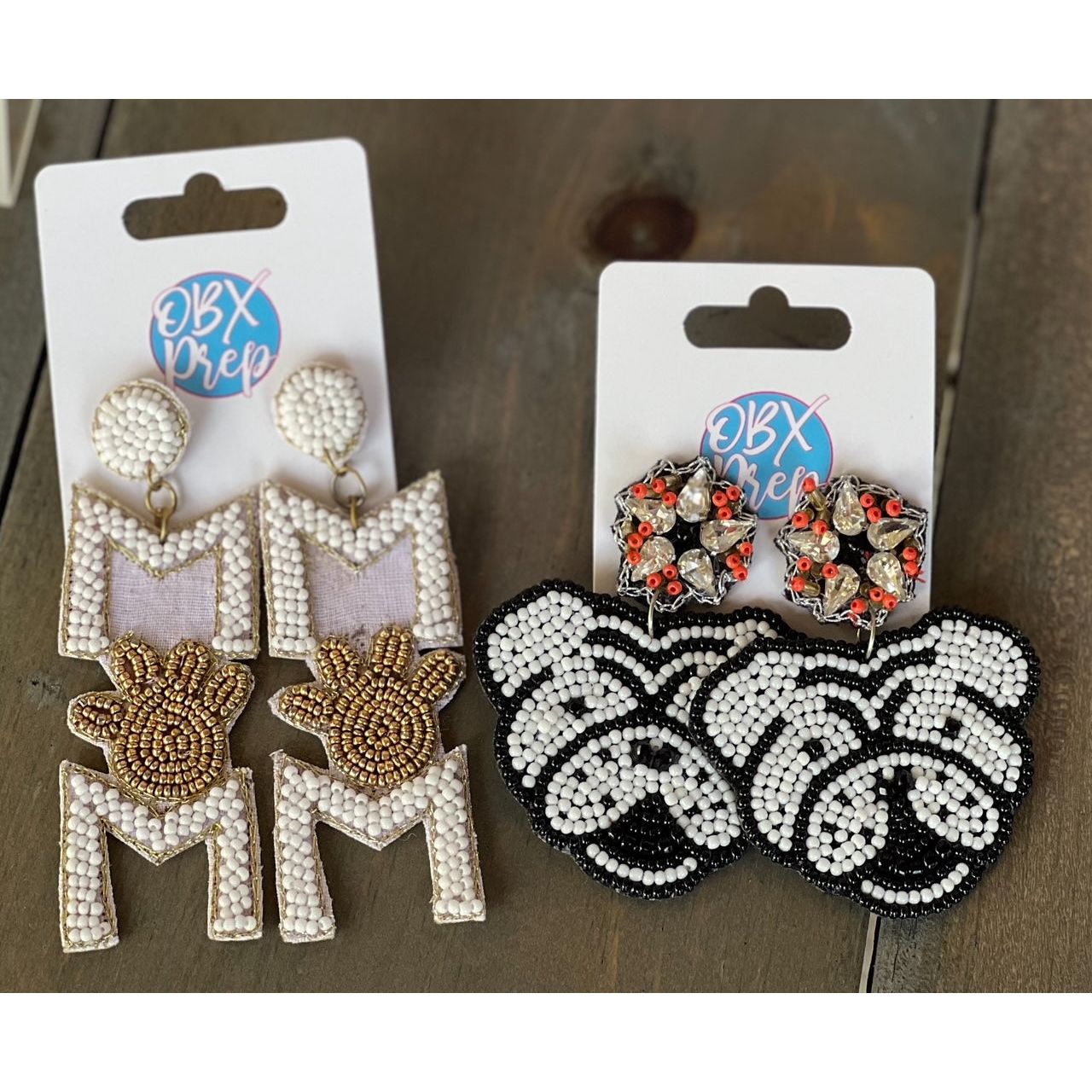 Dog Mom Paw Seed Beaded Drop Earrings - OBX Prep