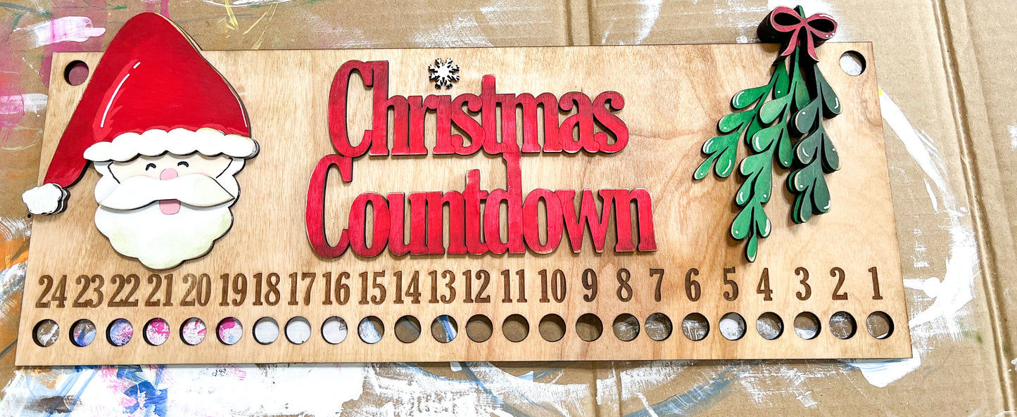 Christmas Candy Cane Countdown Wood Hand Painted Sign.