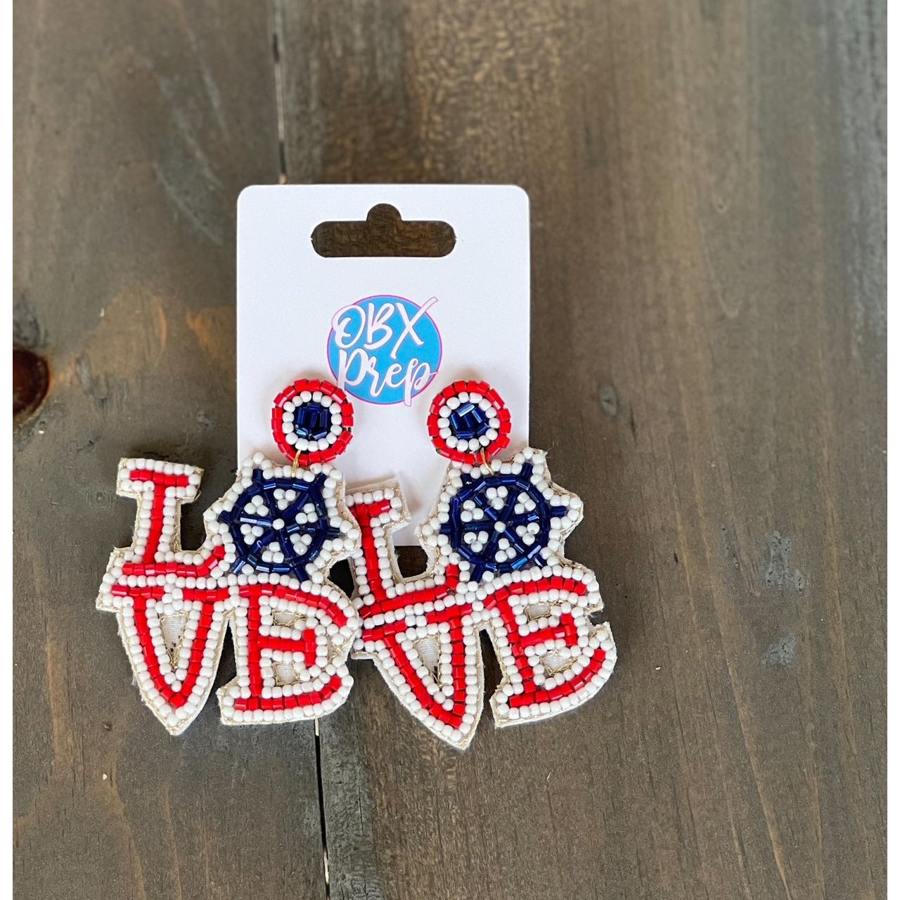 Love Nautical Seed Beaded Drop Earrings - OBX Prep