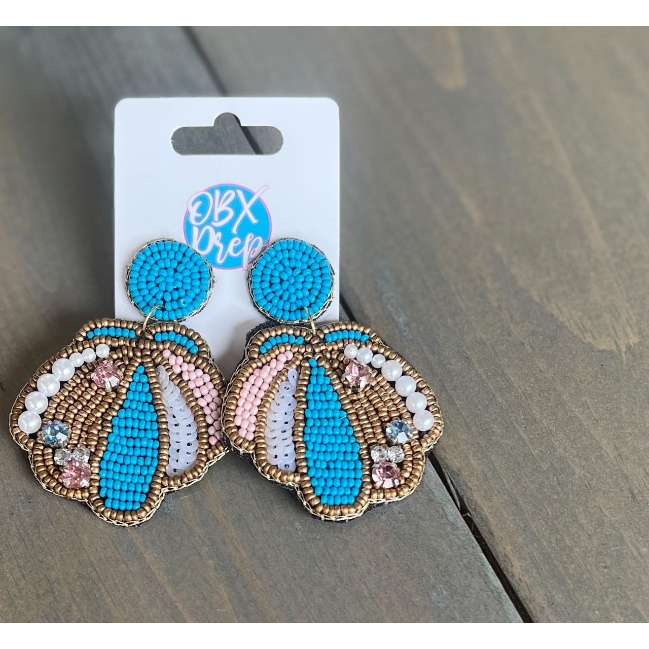 Seascape SeaShell Seed Bead & Pearl Drop Earrings - OBX Prep