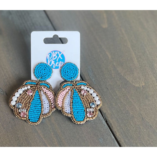 Seascape SeaShell Seed Bead & Pearl Drop Earrings - OBX Prep