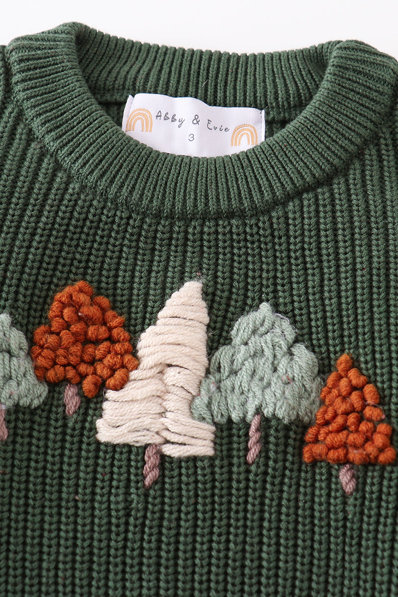 Hand made green christmas tree sweater