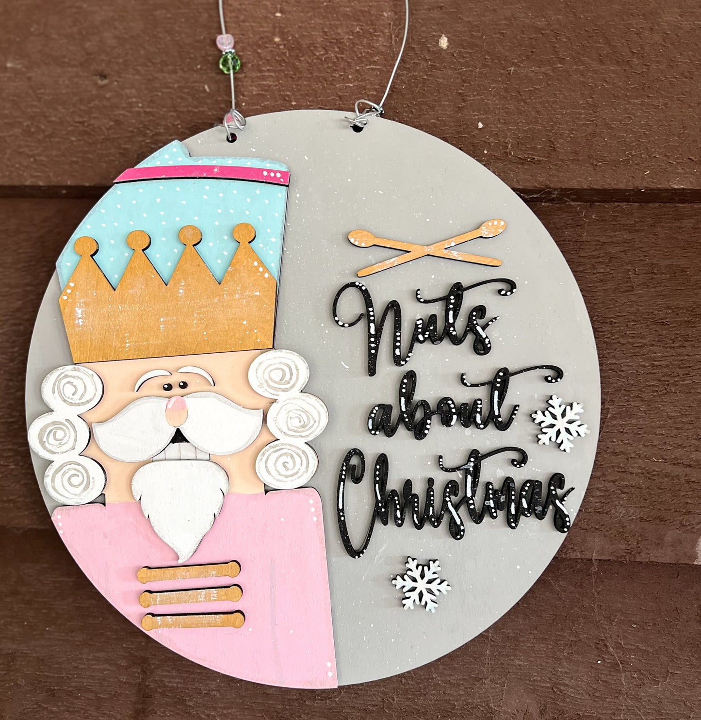 Nuts About Christmas Round Sign – Hand-Painted Nutcracker Design (10.5").