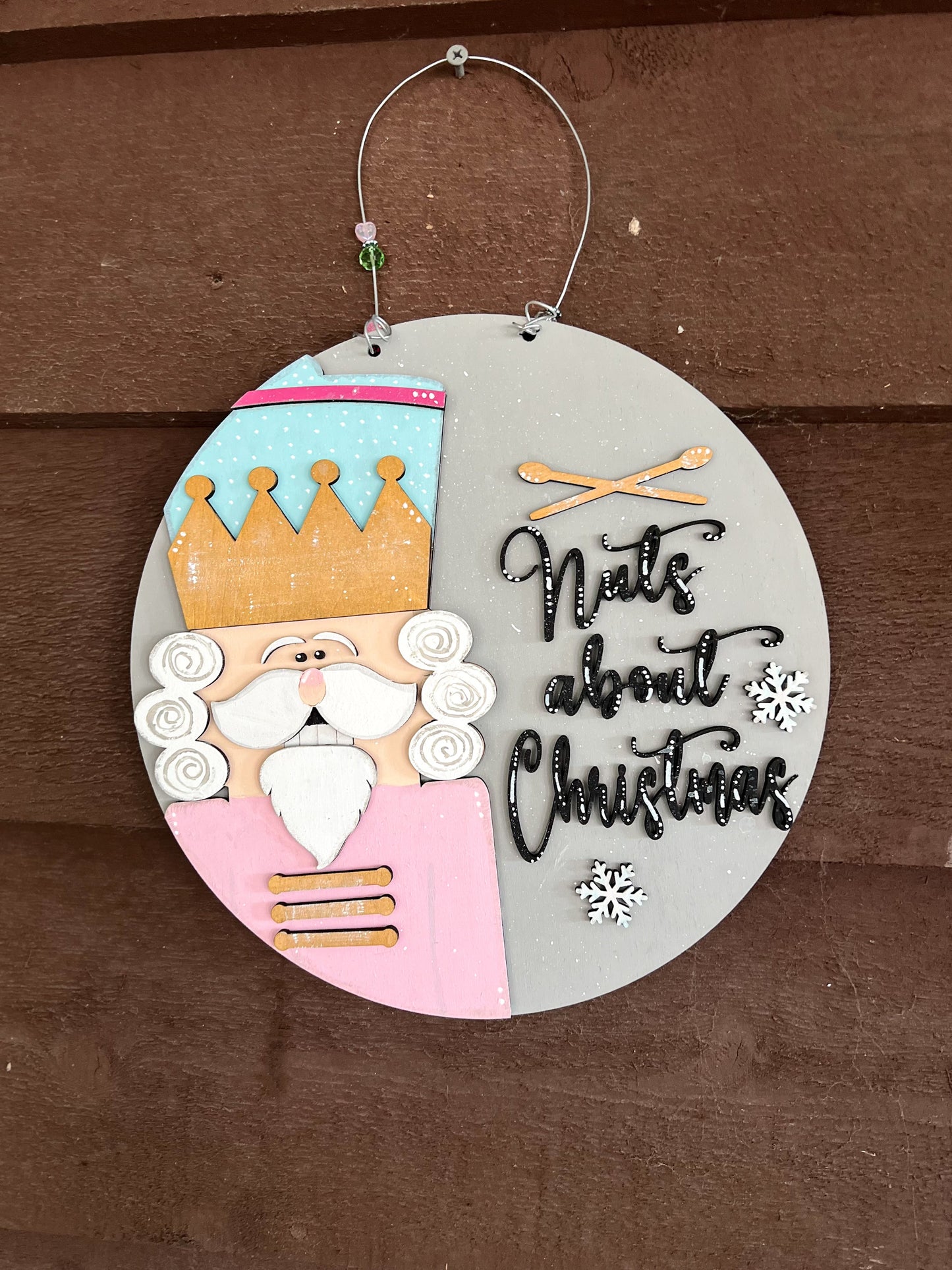 Nuts About Christmas Round Sign – Hand-Painted Nutcracker Design (10.5").