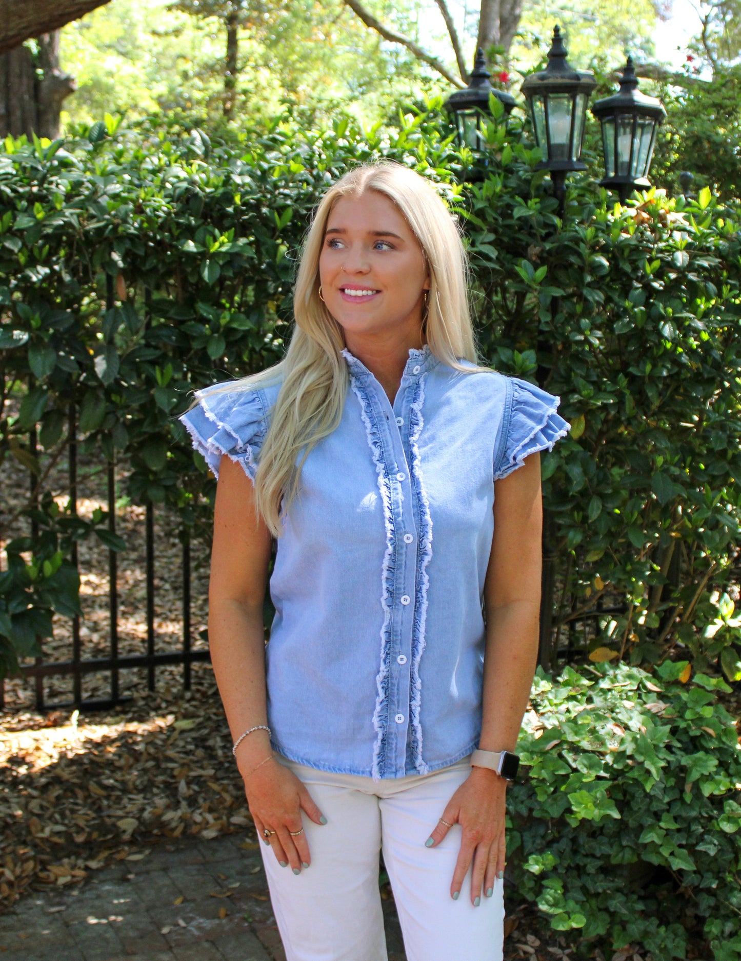 Denim Ruffle Top RTS