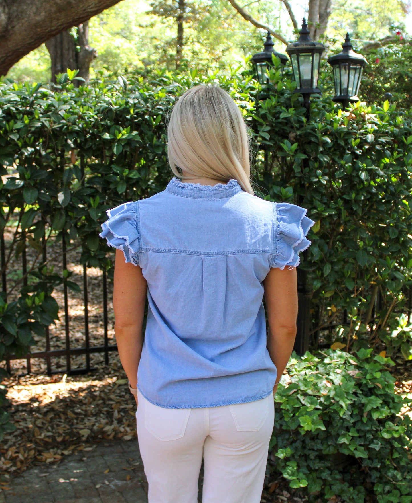 Denim Ruffle Top RTS