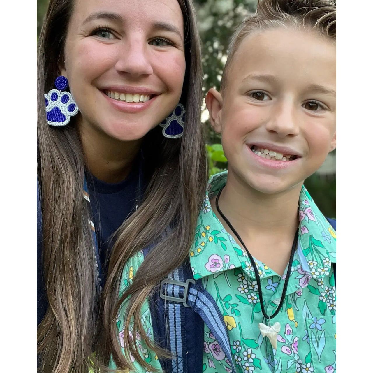 Paw Print Seed Beaded Earrings - Blue/White, Yellow/Purple, Black/Red - OBX Prep