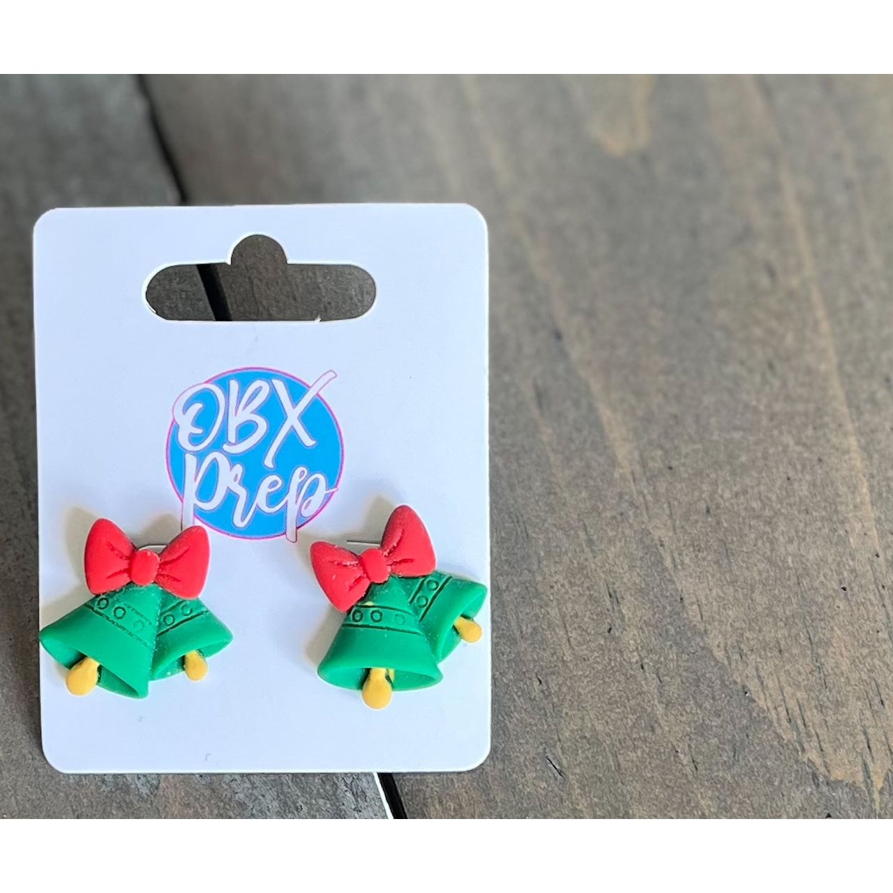 Christmas Double Bells Polymer Clay Stud Earrings - OBX Prep