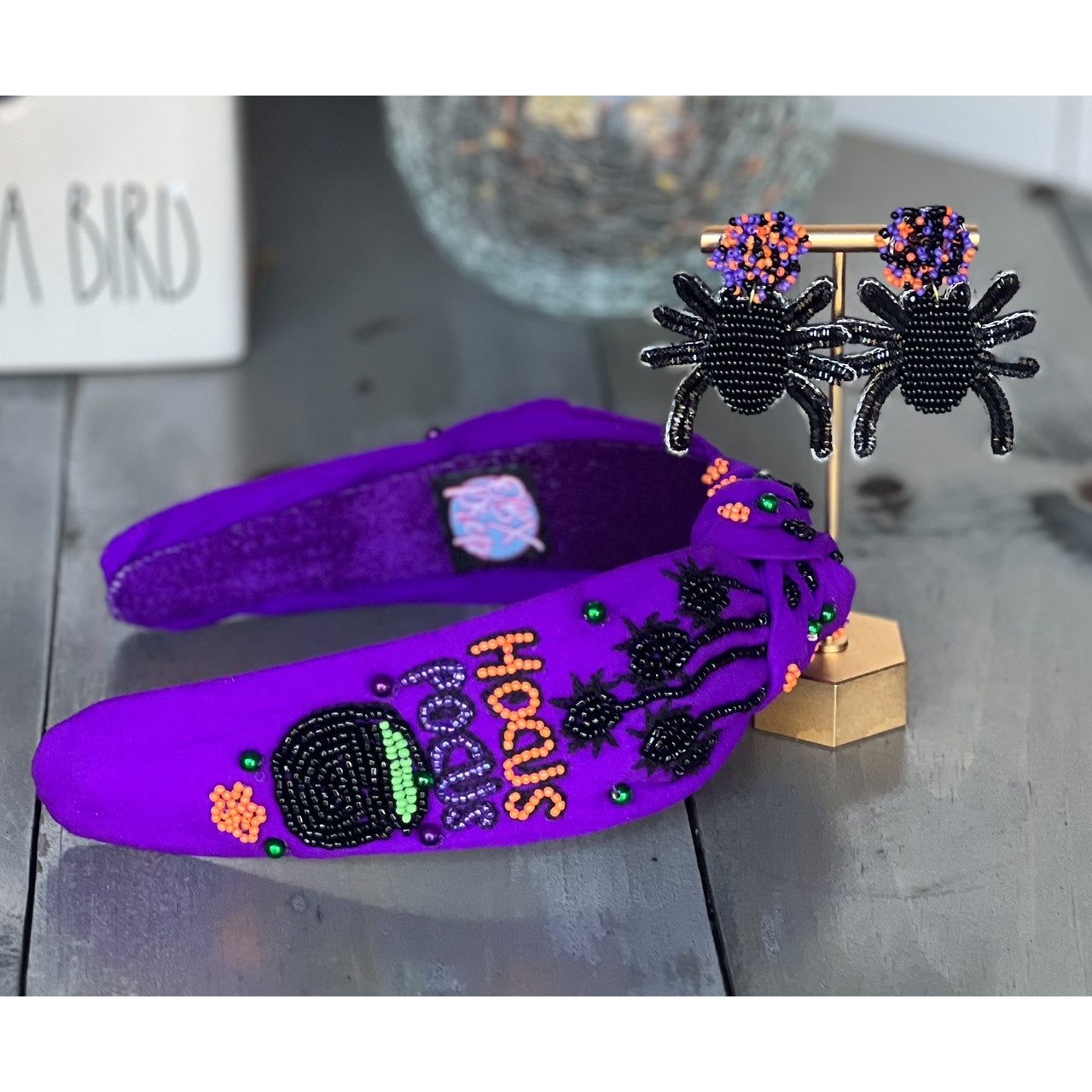 Hocus Pocus Halloween Top Knot Seed Beaded Handmade Headband - OBX Prep