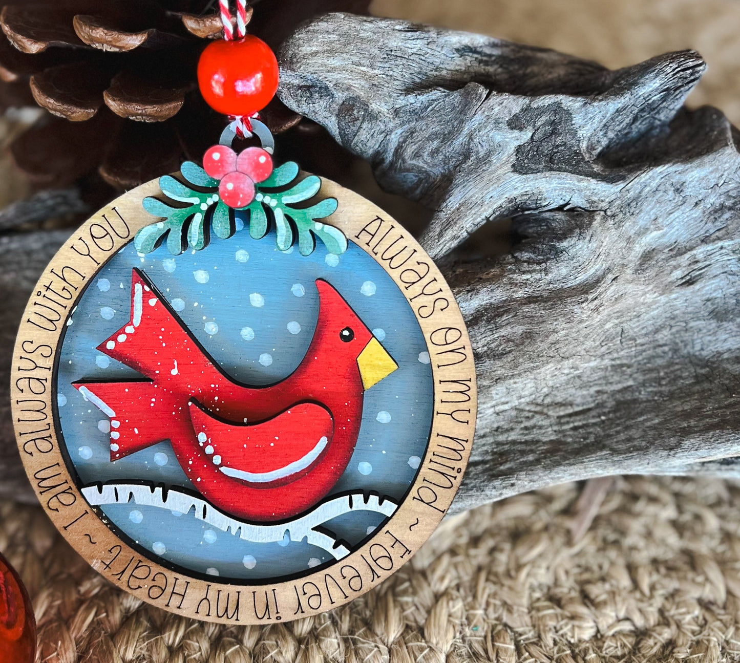 Cardinal Remembrance Hand-Painted Ornament.