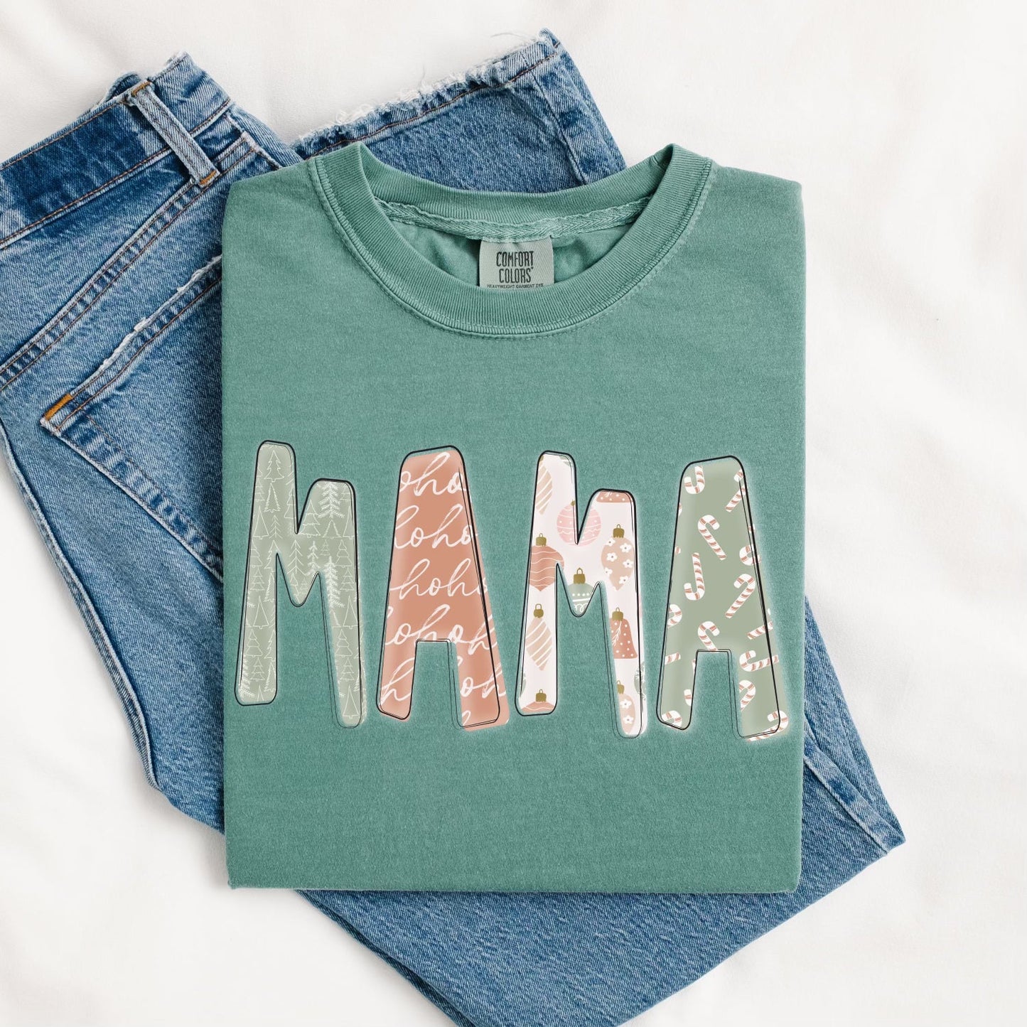 Christmas Pattern Mama Tee.